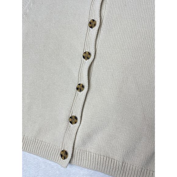 GAP Cropped Sleeveless Button Down Cardigan Sweater Vest Cream sz L Cottagecore - Picture 3 of 8